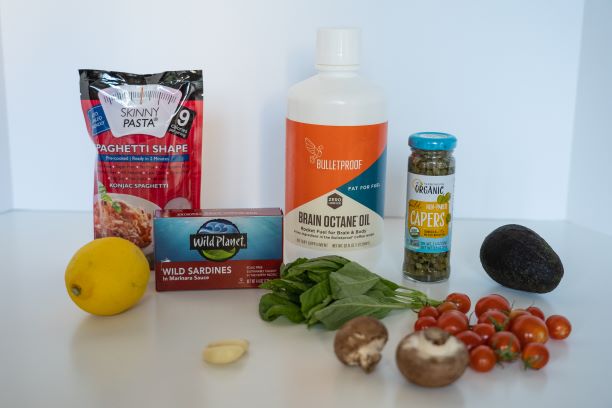 Ingredient pictures for Keto Sardines Pasta