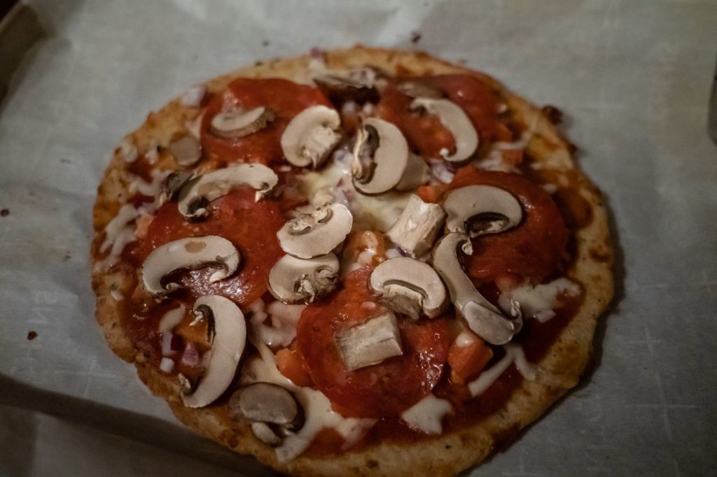 Almond Flour Pizza somewhat in the dark