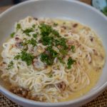 Garnished keto carbonara