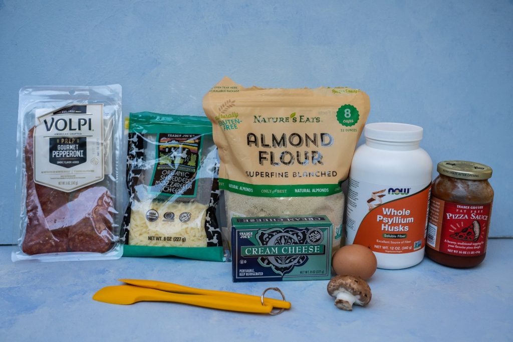 All the Ingredients sat on a table for Keto Low Carb Pizza