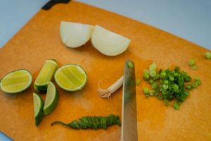 chopping veggies