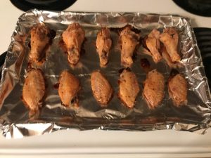 chicken wings out of the oven