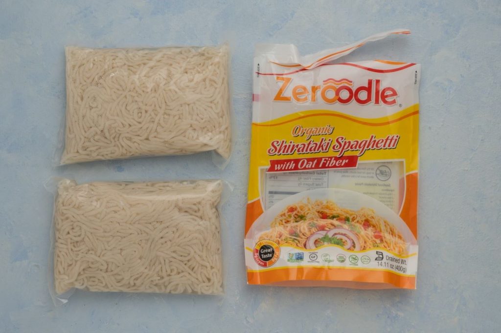 Zeroodle package opened with two pouches
